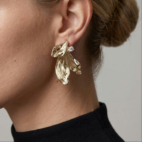 Uchi & Soto Kinmokusei Gold Petal Statement Earrings