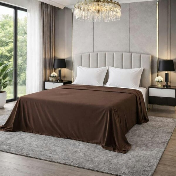 Night Zone Polycotton Flat Sheet – Soft Easy Care Bed Linen for Everyday Use - Chocolate