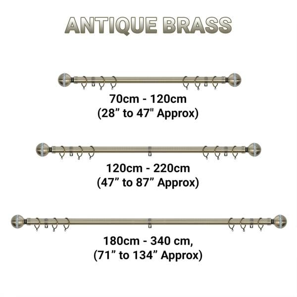 A.Unique Home Diamante Ball Extendable Curtain Pole (25/28mm) (Antique Brass,70cm-120cm)