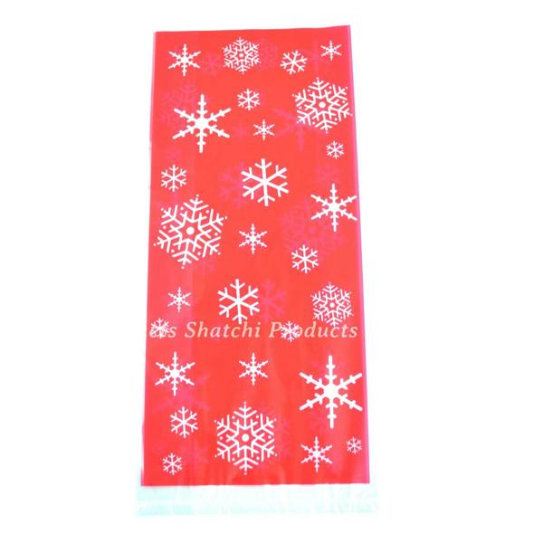 3cm Red Christmas Cello Bags, 20 Pack Snowflake Design with Twist Ties for Treats image 4