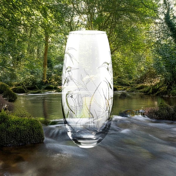 Kingfisher Crystal Vase - 25cm