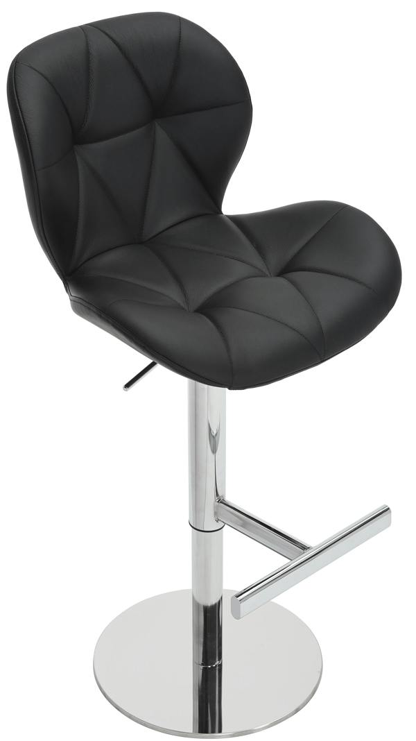 Lamboro Monza Signature Real Leather Bar Stool, Height Adjustable Swivel Kitchen Breakfast Bar Chair with Padded Backrest, Chrome Base & Footrest