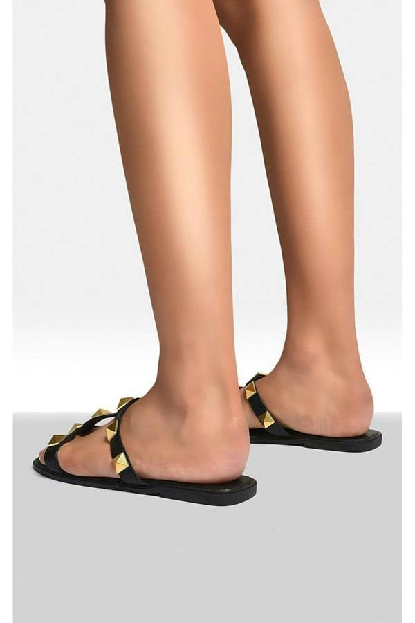 Blair Studded Strap Sandals - Black