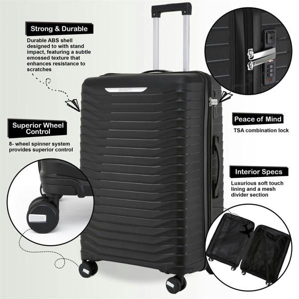 Infinity Luggage Robust Hard Shell Cabin Suitcase 36 x 24 x 55 cm TSA Luggage Suitable for Easyjet, Ryanair, Wizzair