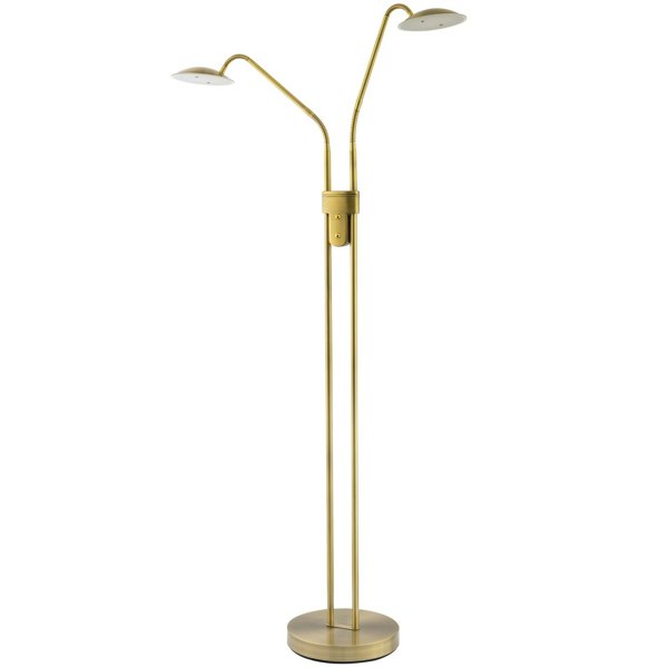 Double Arm Brass Floor Lamp with Dimmer and Colour Control Warm-Cool White Image 1