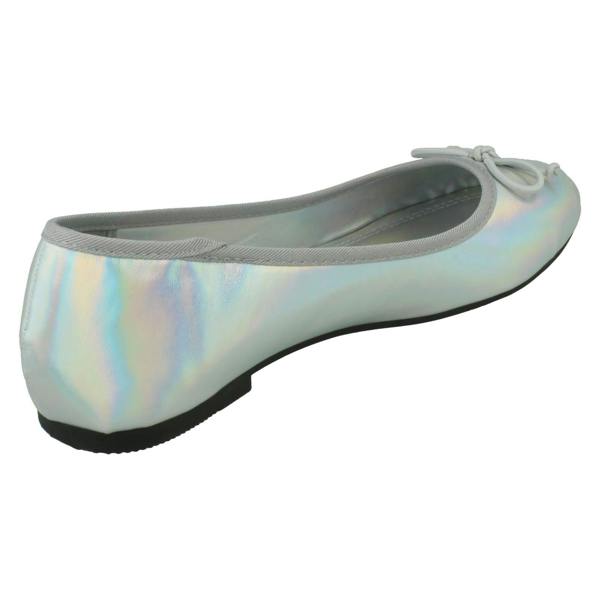 Spot On Ladies Spot On Flat Metallic Ballerina Shoes F80398