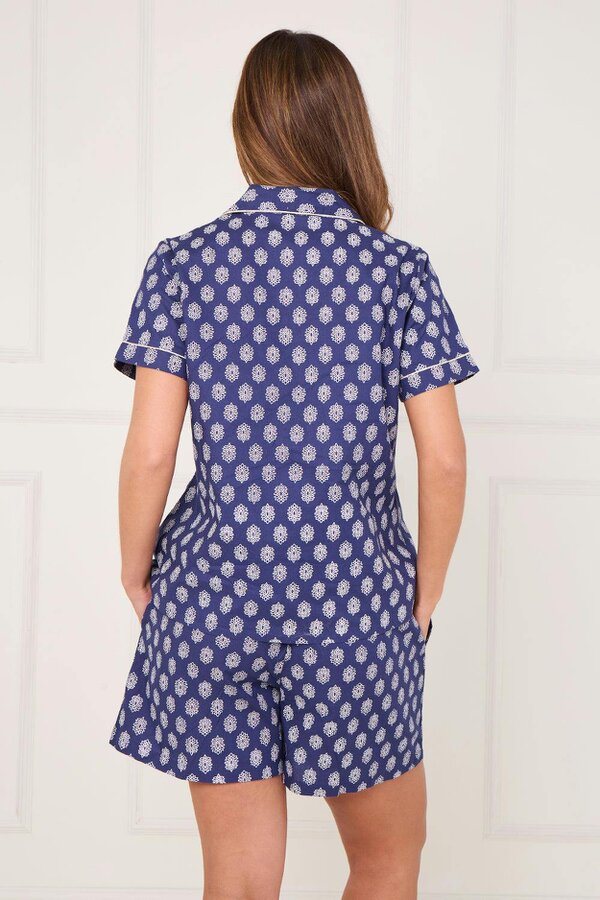 Elaina Fashion Women’s 100% Cotton Button-Up PJ Shorts Set with Pockets