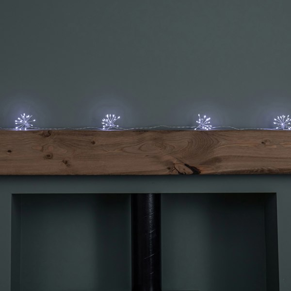 Samuel Alexander 2.7m Set of 10 Twinkling Christmas Starburst String Lights with 200 White LEDs