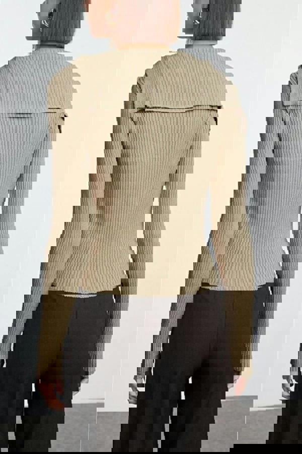 WOVCOR Mercerized Look Premium Yarn Fitted Knit Cardigan