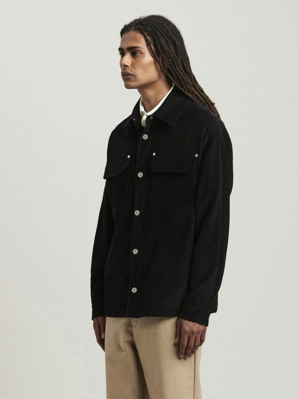 Palm Angels Velvet Back Logo Overshirt Black - Supplied FashionPALM ANGELS