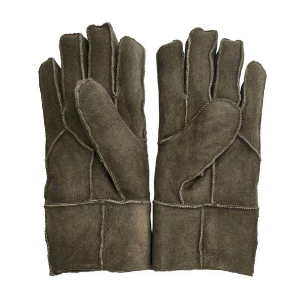 Unisex Suede Leather Shearling Wool Lined Thermal Gloves - Brown - Infinity Leather - 15