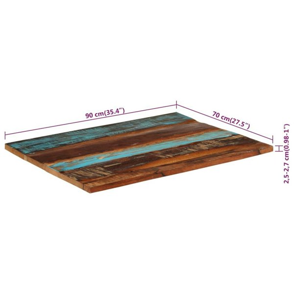 Berkfield Rectangular Table Top 70x90 cm 25-27 mm Solid Reclaimed Wood
