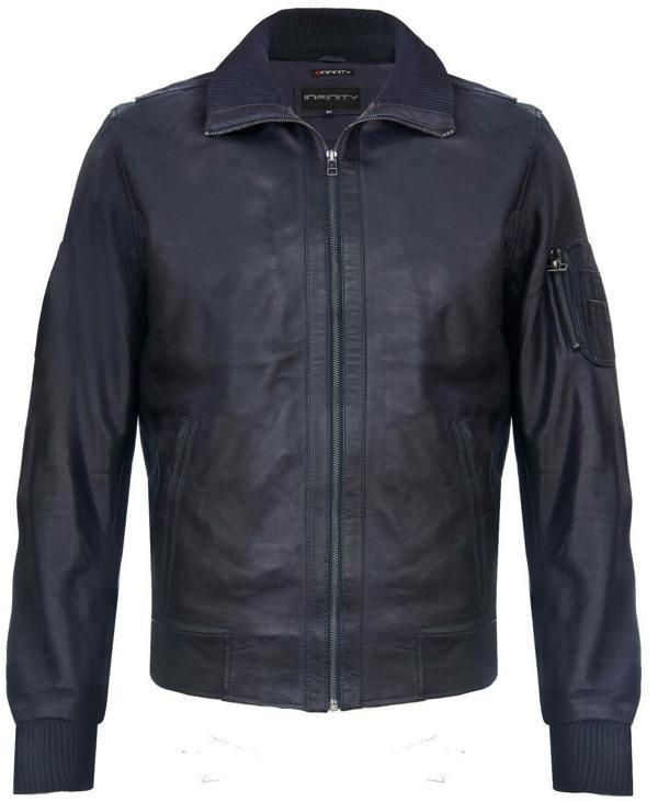 Infinity Leather Mens Leather Varsity Bomber Jacket-Adana