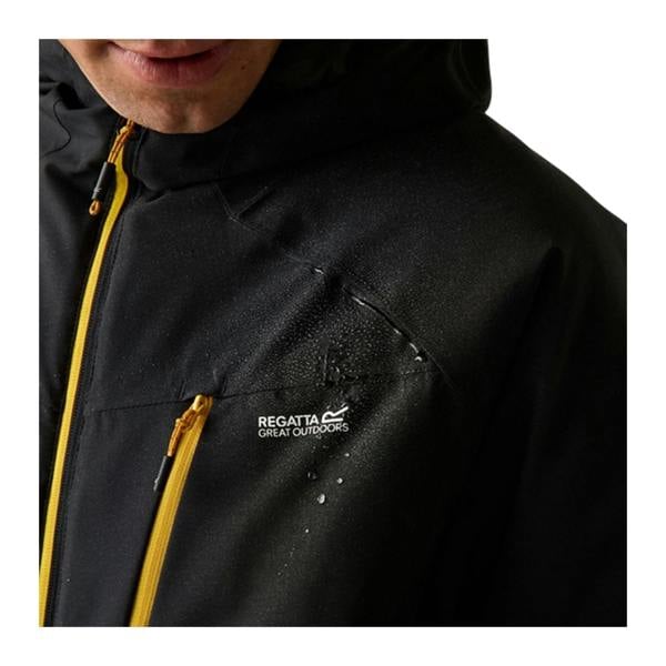 Regatta Mens Highton Two Tone Waterproof Stretch Insulated Jacket - Black/Sunset - 