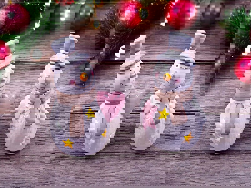 St Helens Ceramic LED Snowman, Pair