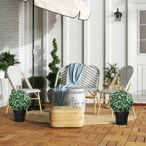 Wyld Haus Radi Set Of 2 Artificial Boxwood Ball Plants In White Finish