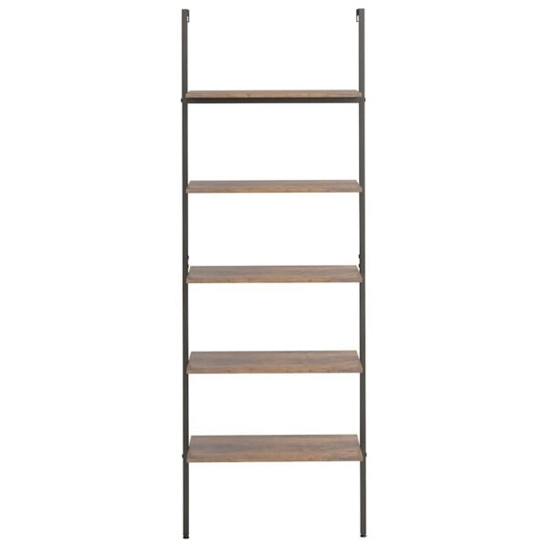 Berkfield 5-Tier Leaning Shelf Dark Brown and Black 64x35x185 cm