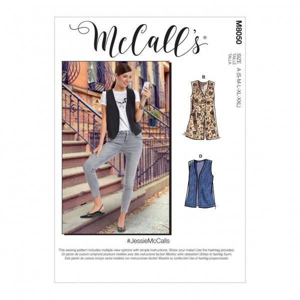 McCalls 8050 Paper Sewing Pattern – Women's Waistcoat, Size S-XXL, Intermediate