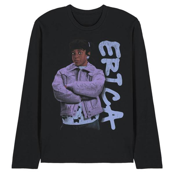 Stranger Things Unisex Adult Erica Neo Homage Long-Sleeved T-Shirt - Black - 