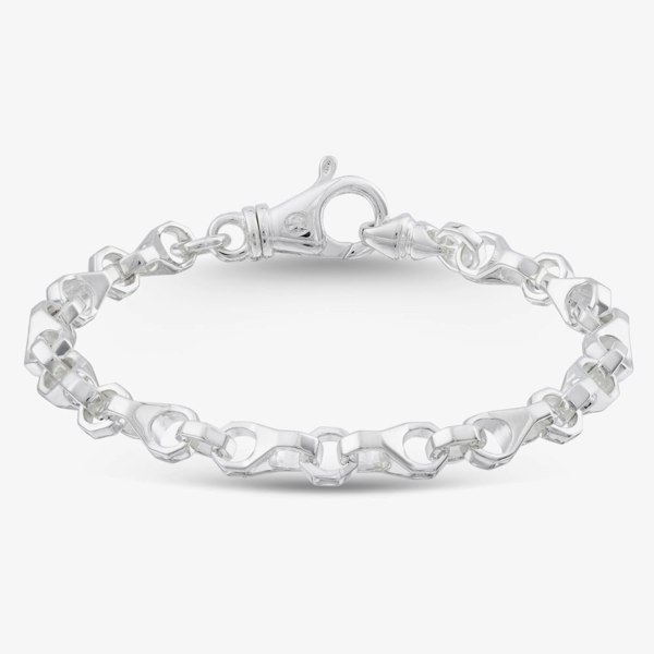 T. H. Baker Argentium Silver 7.5 Inch Bolt Style Chain Bracelet ARG-943023-7.5