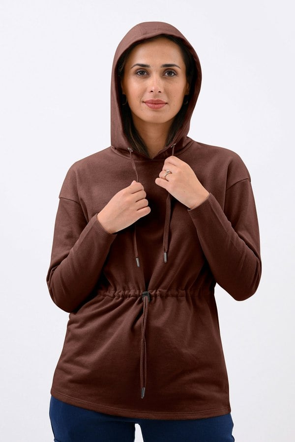 ENORSIA Womens Hooded Tie Waist Sweatshirt