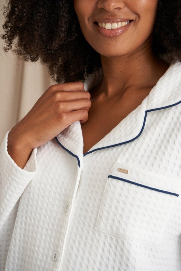Luxury Suite Waffle PJ Set in WhiteNightwear