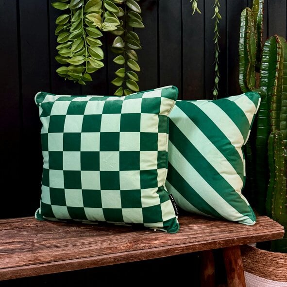 Love Frankie Apple Sours Reversible Checkmate & Helter Skelter Cushion
