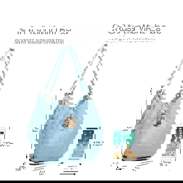 Kitise Wood Button Stylish Slouch Tote Shoulder Bag