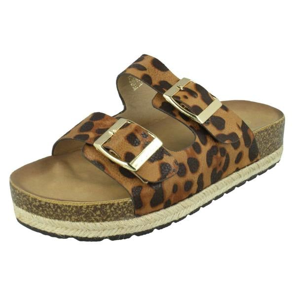 Spot On Ladies Spot On Leopard Print Mules F10955