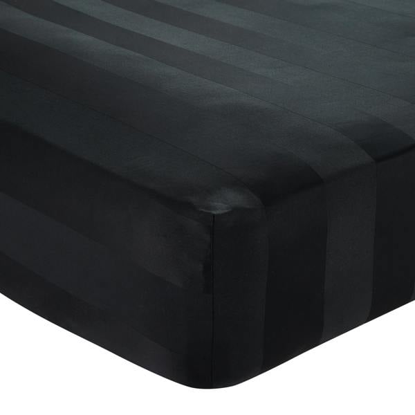 Catherine Lansfield So Soft Satin Stripe Fitted Sheet Black