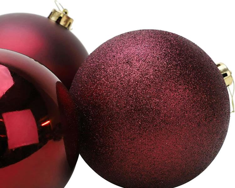 Shatchi 10cm Shatterproof Burgundy Christmas Baubles, Pack Sizes of 3 or 6 for Tree Decorations