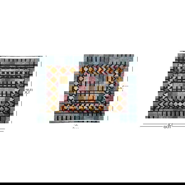 Nicoman Elegant Tile Effect Doormat - Blue Edge