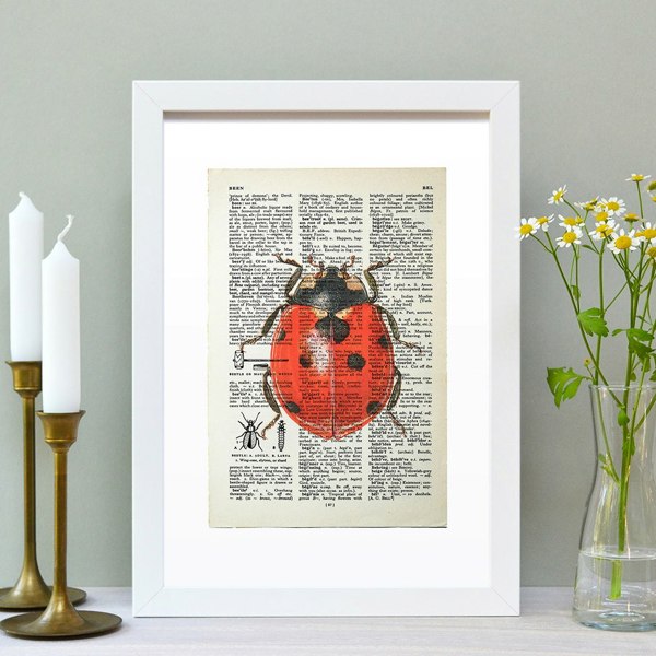 Hands & Hearts Ladybird vintage book page art print