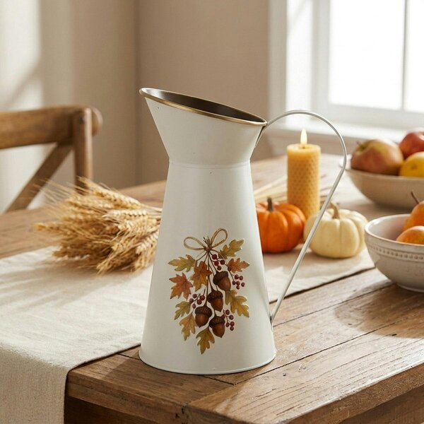Garden Greatness White Decorative Jug With Acorn Design