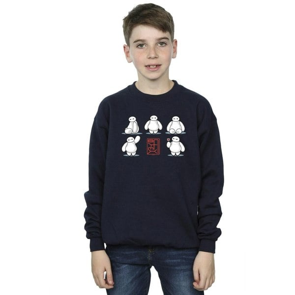 Disney Boys Big Hero 6 Baymax Many Poses Sweatshirt - Navy Blue