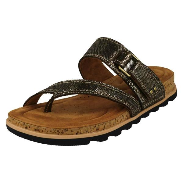 Clarks Ladies Clarks Strappy Toe Post Wedge Heeled Sandals Yacht Beach