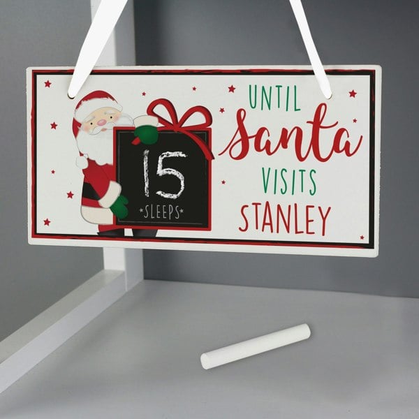 Personalised Memento Company Personalised Santa Christmas Chalk Countdown Wooden Block