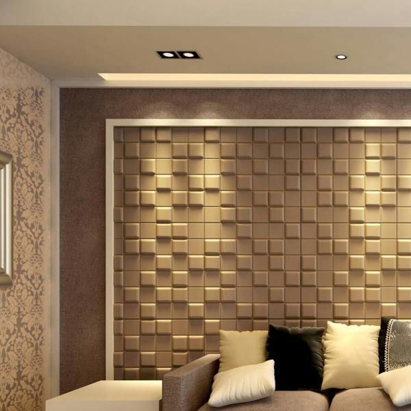 ENER-J Cube Artistic Realm 3D PU Leather Wall Panels - 60x60cms, 10mm Thickness Size 600 x 600 mm (Pack of 4)