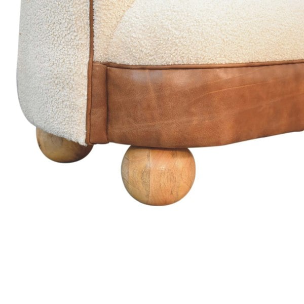 Artisan Furniture Solid Wood Boucle Cream Buffalo Small Sofa