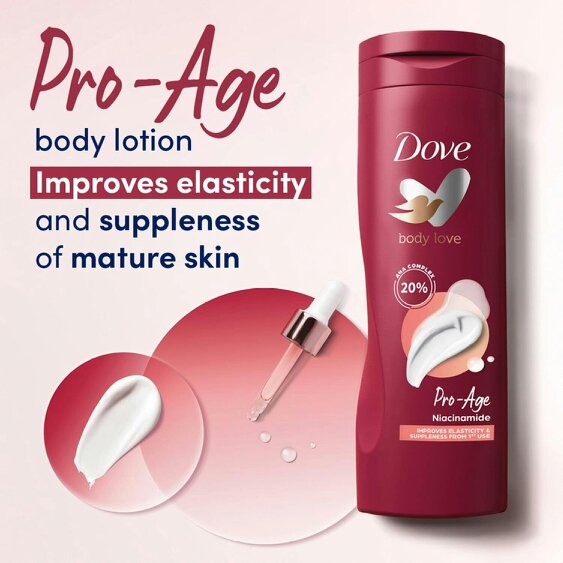 Dove Body Love Pro Age Body Lotion With AHA Olive Oil & Vitamin B3 400ml 12 Pack