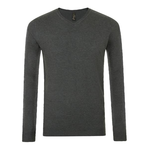SOLS Mens Glory V Neck Sweater - Charcoal Marl