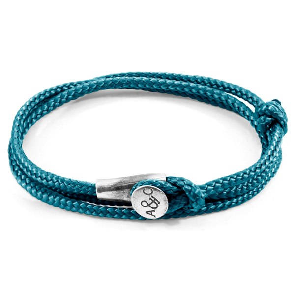 Anchor & Crew Ocean Blue Dundee Silver and Rope Bracelet