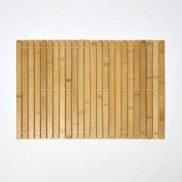 HOMESCAPES Bamboo Bath Mat, 60 x 40 cm