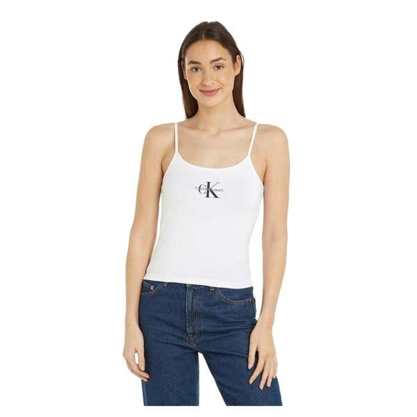 Calvin Klein Womens/Ladies Cotton Blend Spaghetti Strap Tank Top - Bright White - 
