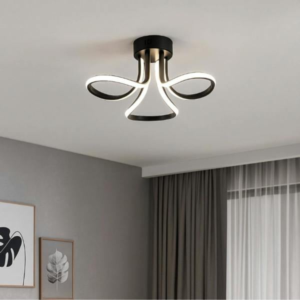 Pagazzi Lighting Yara 3 Light Black LED Semi Flush Ceiling Light