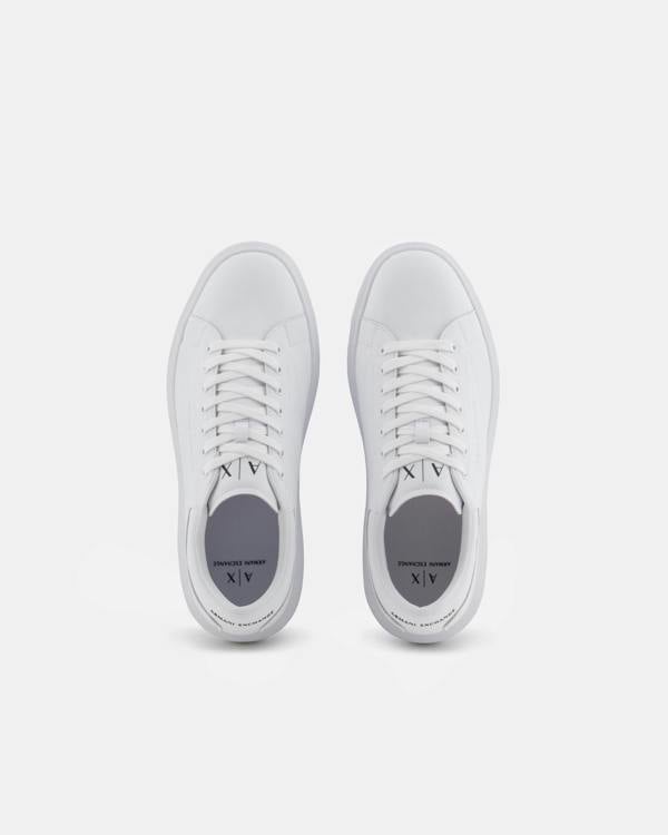 Armani Exchange Mens Leather Sneakers - Optical White 00152 - CHO - Designer Mens Trainers