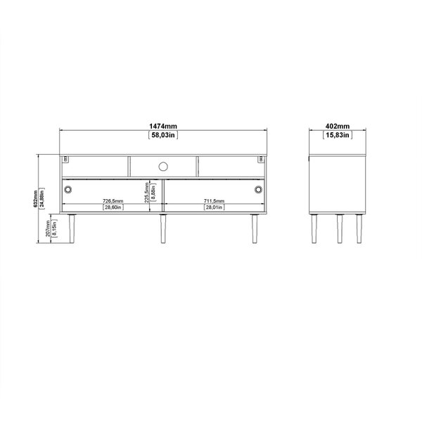 Wyld Haus Tao Natural Oak Effect and Matt Black TV Unit 2 Sliding Doors