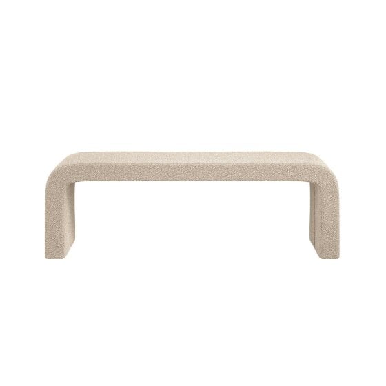 Wyld Haus Palermo Minimalist Curved Ivory Upholstered Hallway Bench