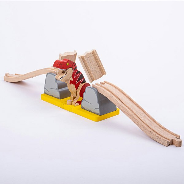 Bigjigs Rail Wooden T-Rex Bursting Bridge