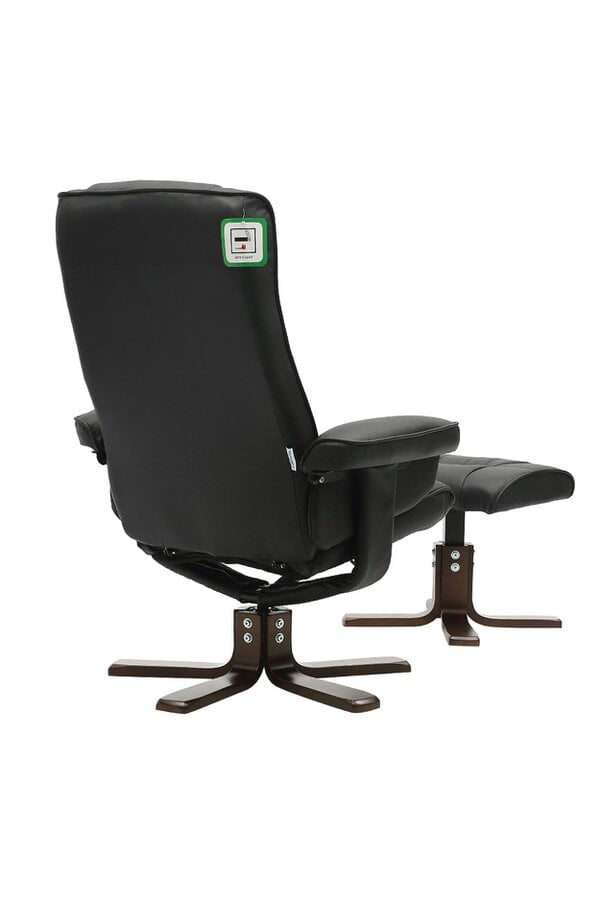 Living and Home Black PU Leather Adjustable Swivel Recliner with Footstool